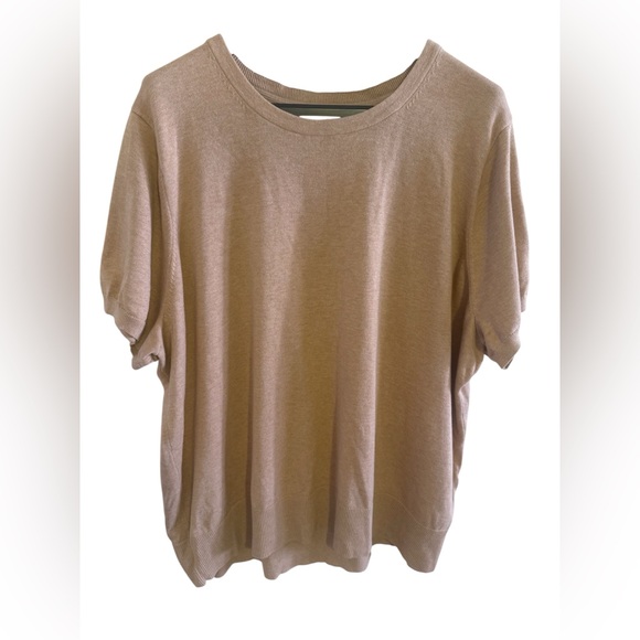 100% CASHMERE short sleeve tan sweater - Picture 1 of 12